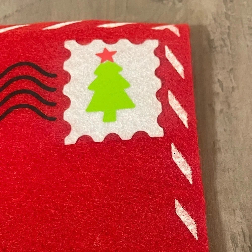 VINTAGE RED FELT ENVELOPE TO SANTA AT THE NORTH POLE 9